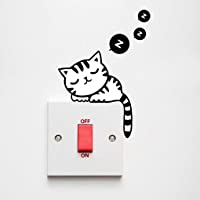 Hotaluyt Interruptor Linda del Gato Pegatinas de Pared DIY Divertido Dormitorio Principal Sala de Niños Etiqueta